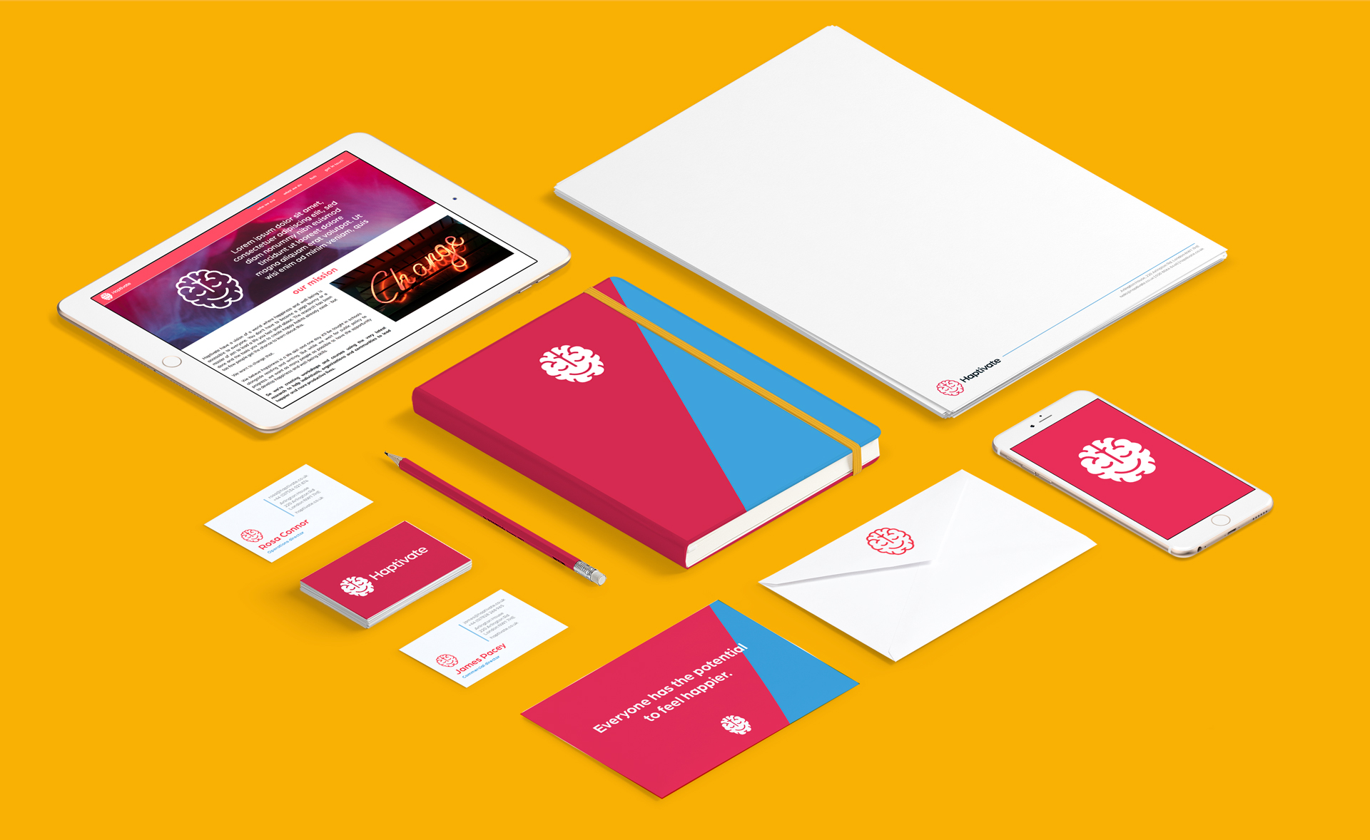 Straight Forward Haptivate Brand Creation: Haptivate stationery design